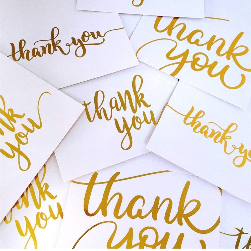 New 25 sets of thank you cards and envelope and a few stickers